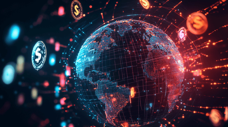 Visual representation of a Global Acquiring Network with interconnected financial nodes.