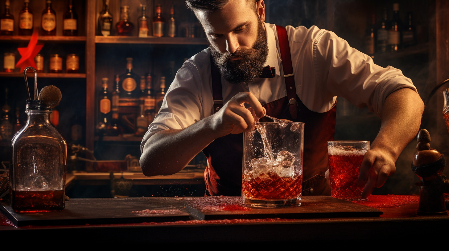 A bartender carefully preparing a rum and coke, exemplifying the artistry behind the creation at Biyo POS.
