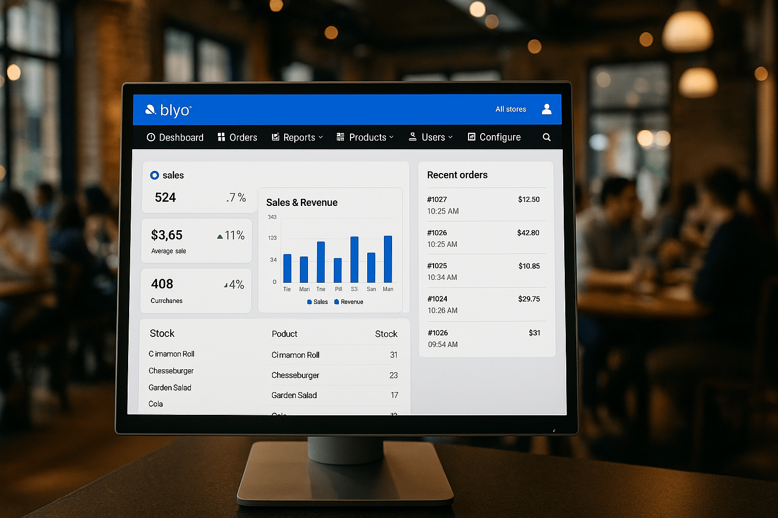 Cloud-based POS system in Alabama restaurant with real-time sales and inventory tracking.