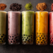 A colorful flat lay of the most popular boba flavors.