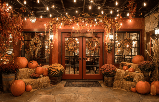 Seasonal Restaurant Entrance Decoration Ideas for Fall