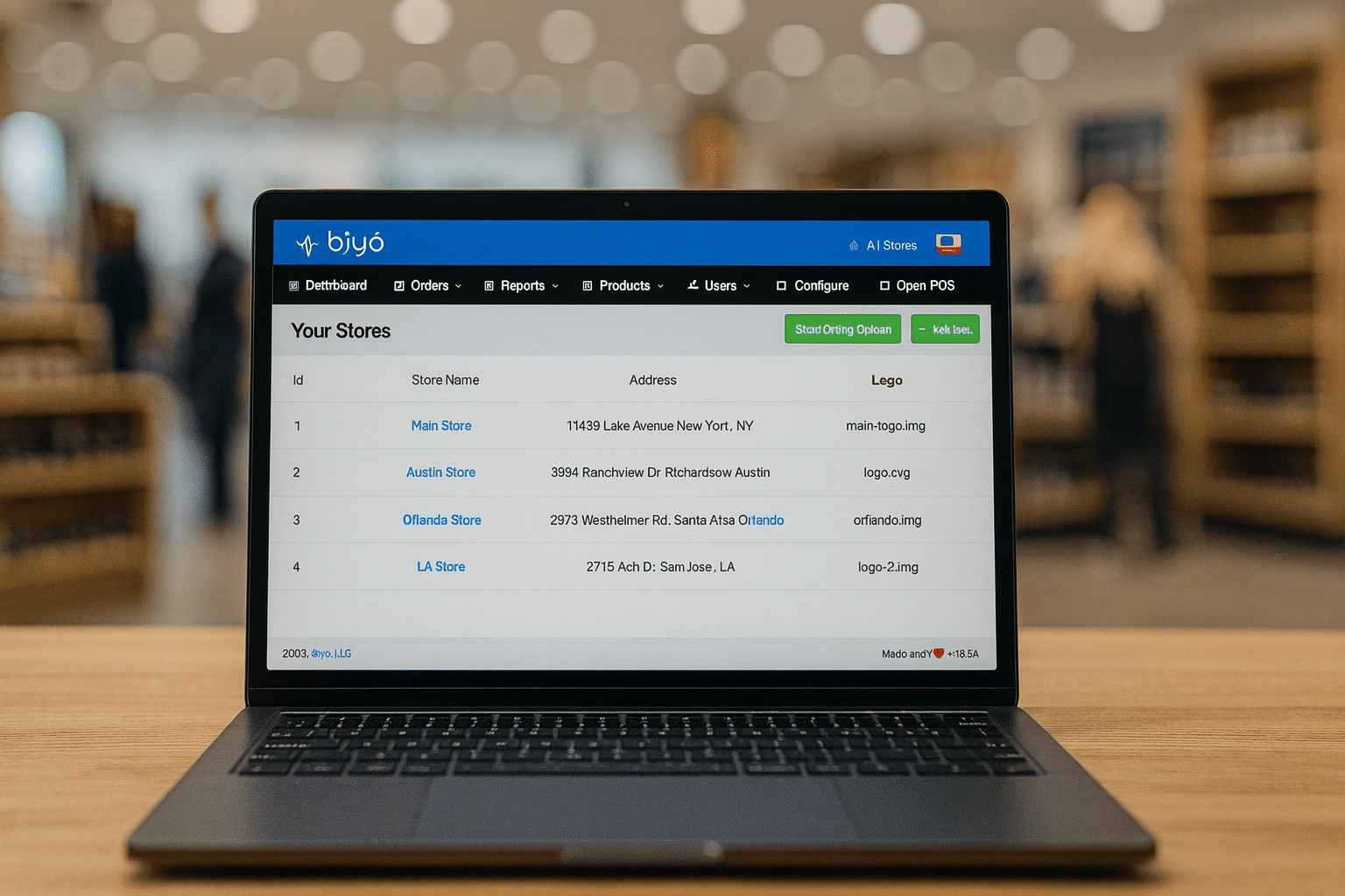 Retail inventory dashboard showing multi-location POS control.