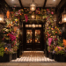 Unique restaurant entrance floral arrangement ideas featuring a floral archway and seasonal blooms.