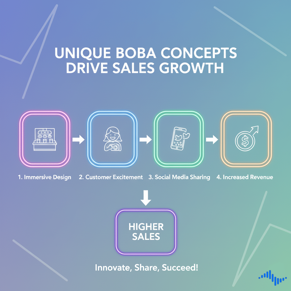 Flowchart diagram of unique boba shop concepts