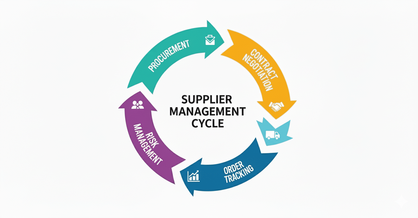 Supplier management process illustrated with infographic