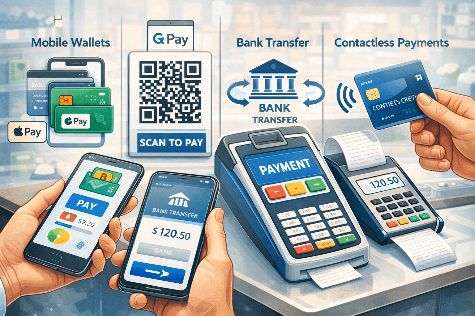 What are alternative payment methods illustrated with digital and cashless payments
