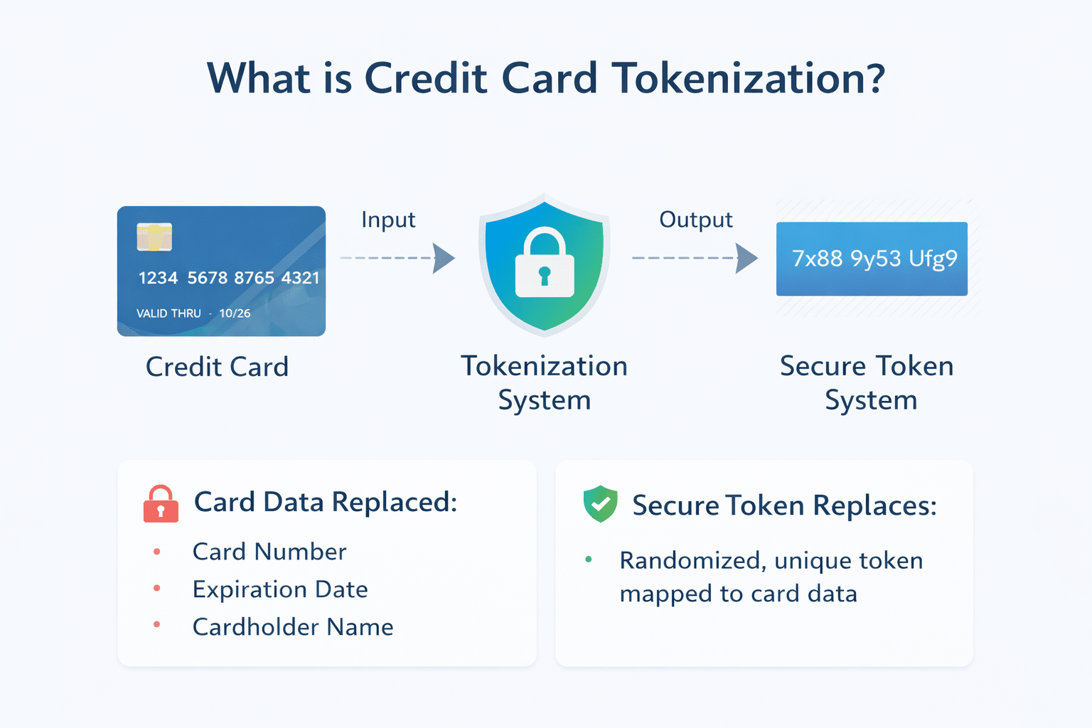 what is credit card tokenization infographic showing secure payment tokens